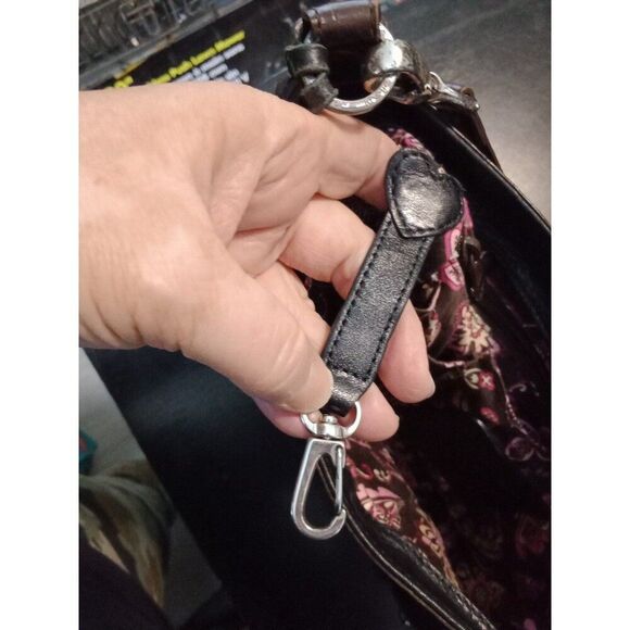 Brighton D273967 Handbag Satchel Pebbled Leather Black & Brown - Picture 5 of 11